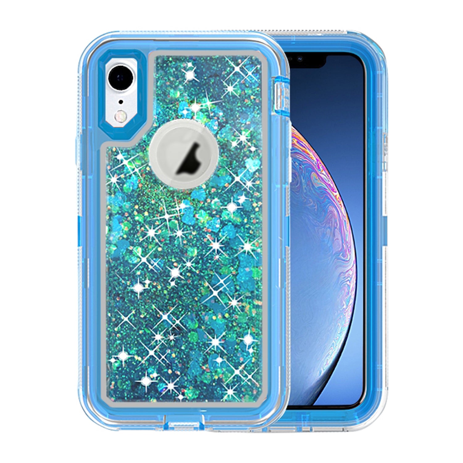 Transparent Floating Glitter Heavy Duty Case Compatible with Apple iPhone XR