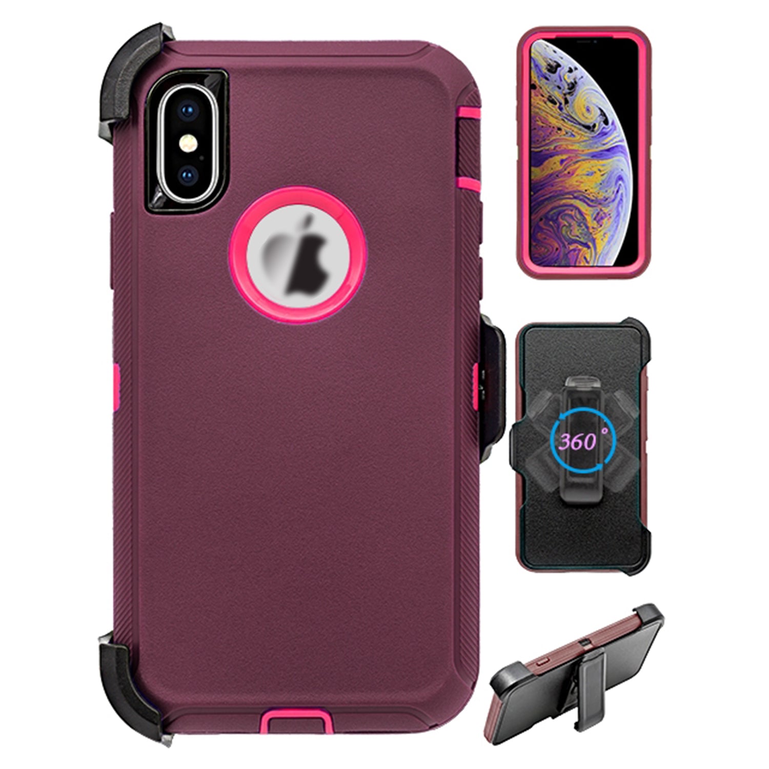 iPhone Xs Max(6.5") Full Protection Heavy Duty Case  with Kickstand Belt Clip