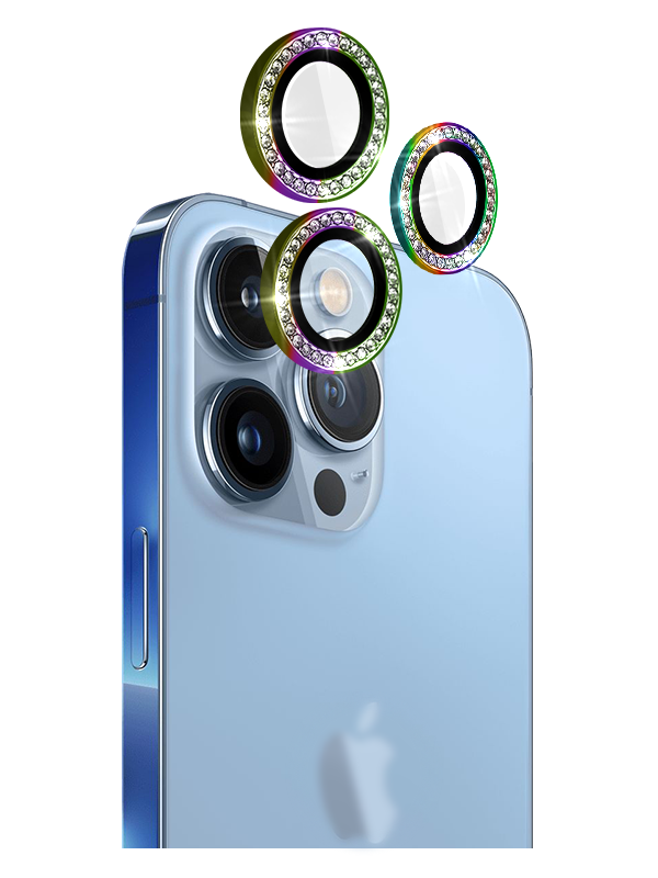 Crystal Diamond Camera Lens Protective Case For iPhone 14 Pro Tempered Glass Aluminum Alloy Lens Screen Cover Eagle Eye Series-Gold