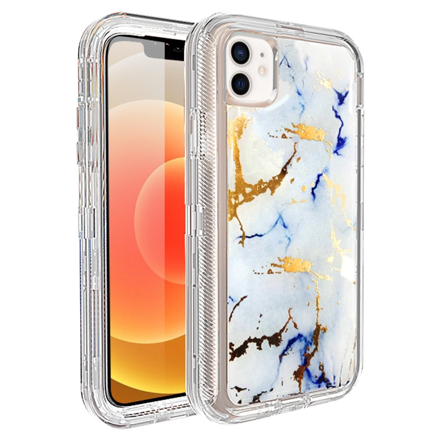 iPhone 12 /12Pro (6.1") Anti-Shock Durable Protective TPU Heavy Duty Marble Clear Case