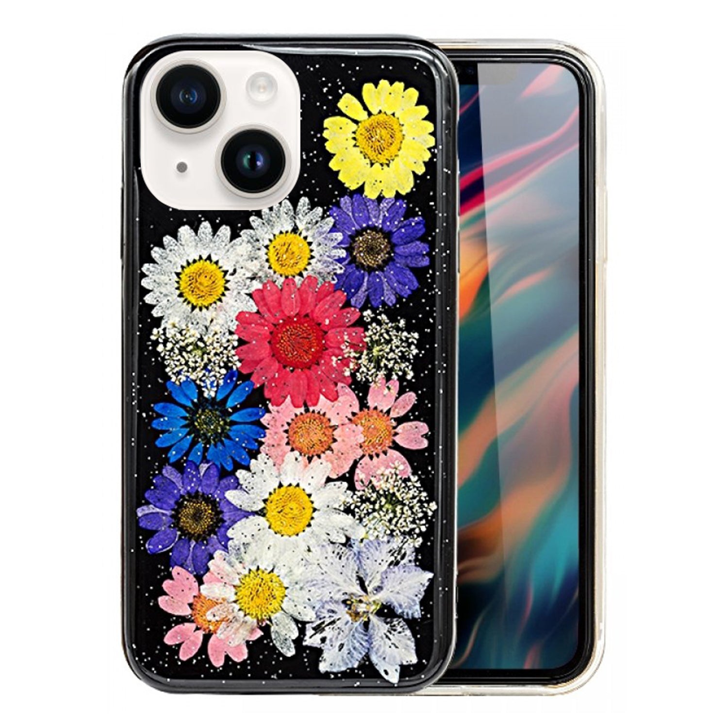 iPhone 13 mini Soft Plastic Fashion Colorful Flowers Design Case