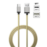 9FT Bling Bling Nylon Braided fast USB charger Cable for Type C