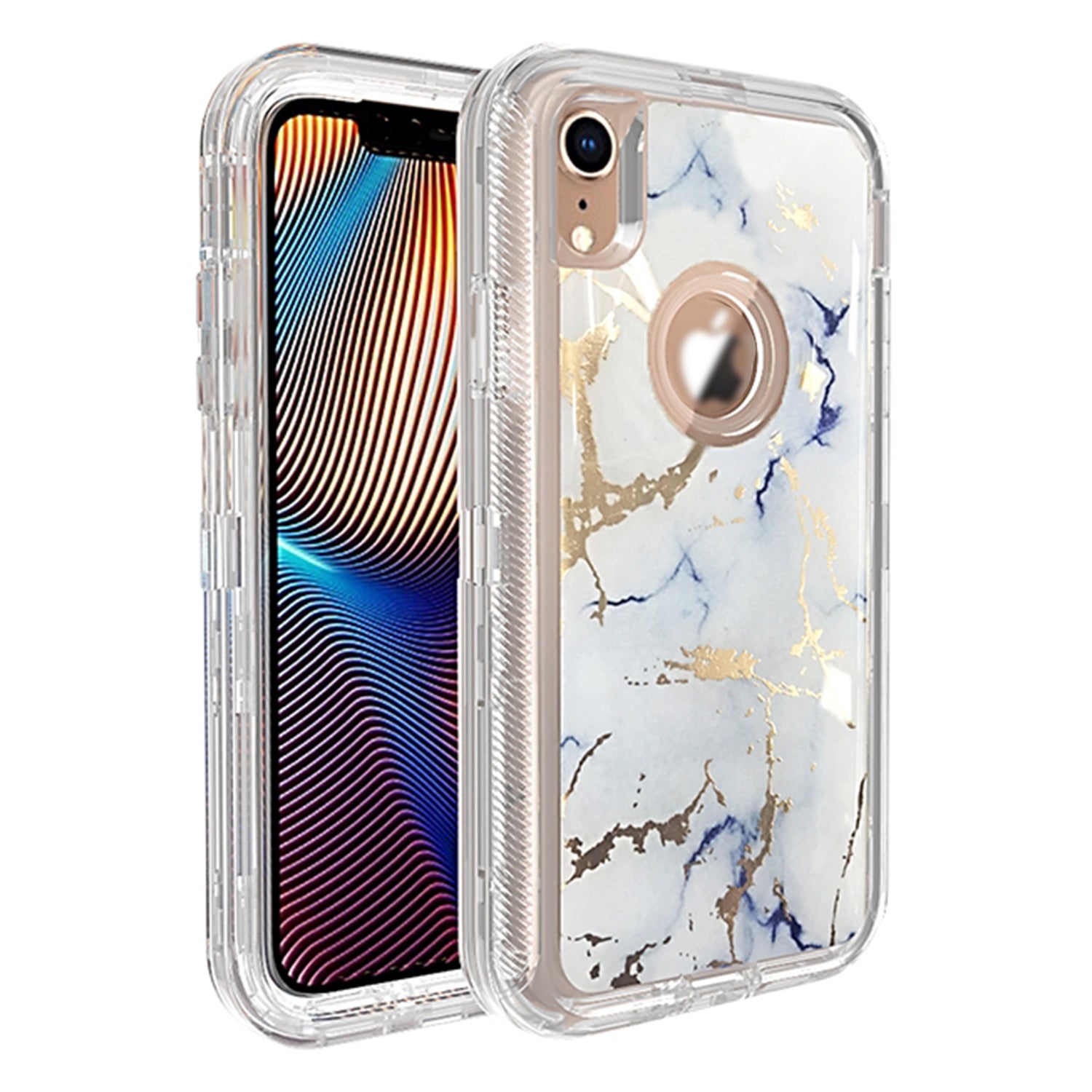 iPhone XR  Anti-Shock Durable Protective TPU Heavy Duty Marble Clear Case