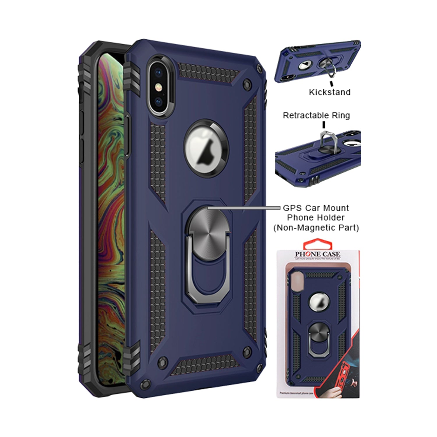 Dual Colors Ring Magnetic GPS car mount Phone Holder for iPhone Xs Max