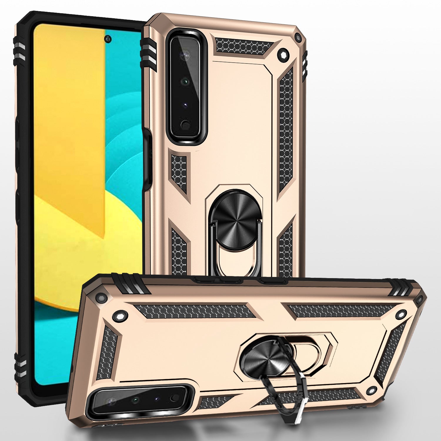 LG Stylo 7(5G) Dual Colors Ring Magnetic GPS car mount Phone Holder case