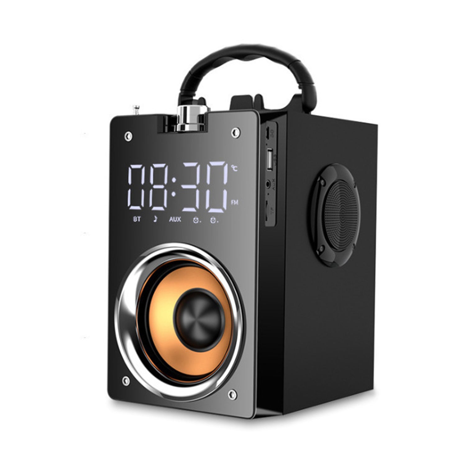 Wireless audio alarm clock with time Portable Bluetooth speaker-Black