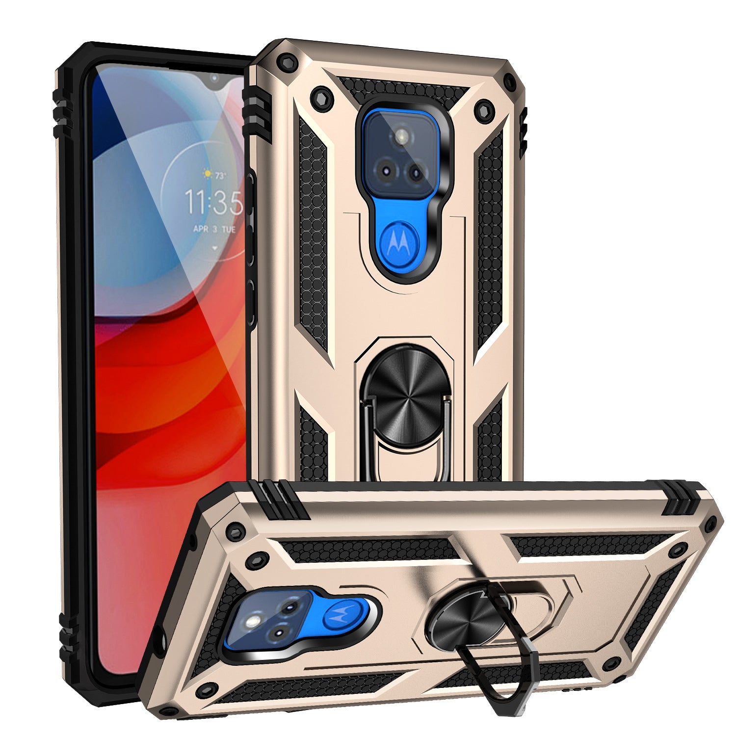 MOTO G Play(2021) Dual Colors Ring Magnetic GPS car mount Phone Holder Case