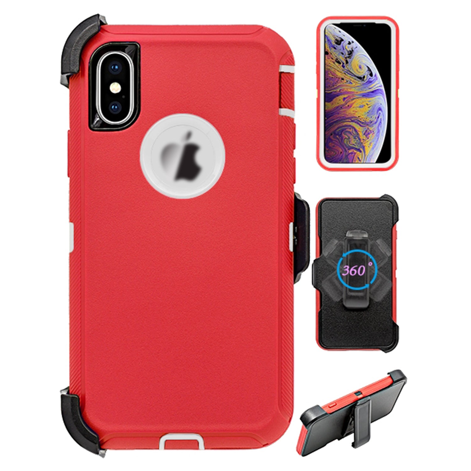 iPhone Xs Max(6.5") Full Protection Heavy Duty Case  with Kickstand Belt Clip