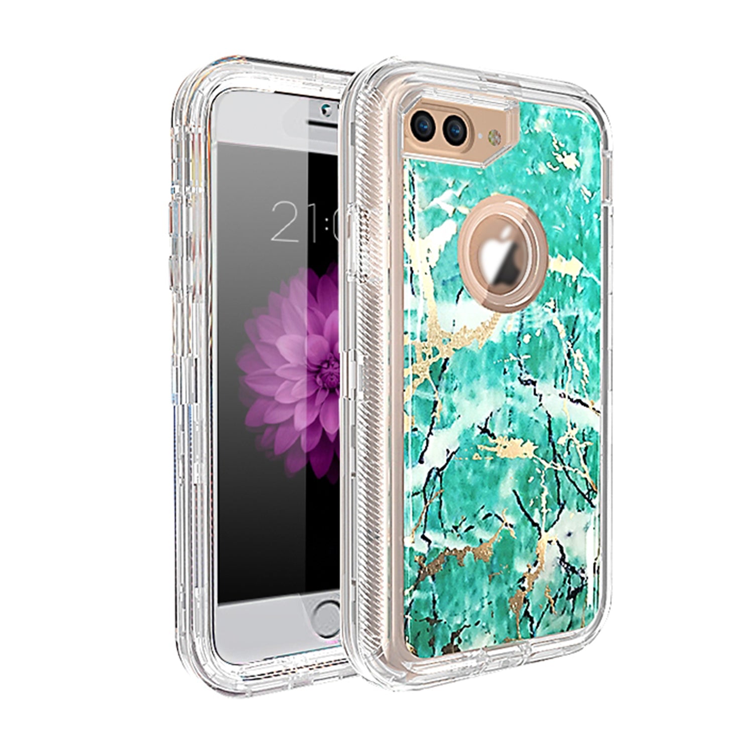 Clear Case for iPhone 8/7/6 Plus Anti-Shock Durable Protective TPU Heavy Duty Marble Phone Case