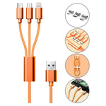 3 in 1 Multi Charging USB Nylon Cable Compatible with Most Smart Phones & Pads (3FT)