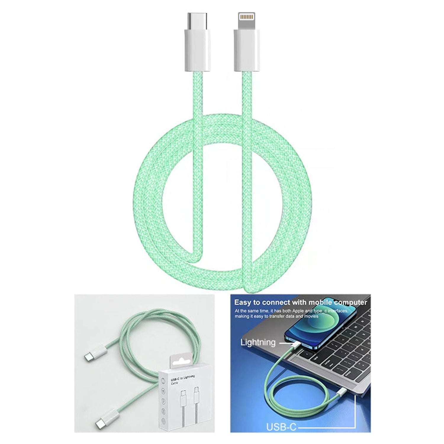 3FT. PD Color weaving USB-C to lightning cable-for iPhone 13/12/11