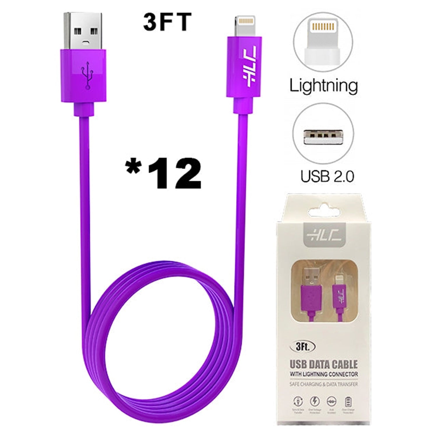 A Dozen of Lightning USB Cable for iPhone 11/11 Pro /11 Pro Max/ Xs Max/ X / XS/ 8 / 7 (3FT)