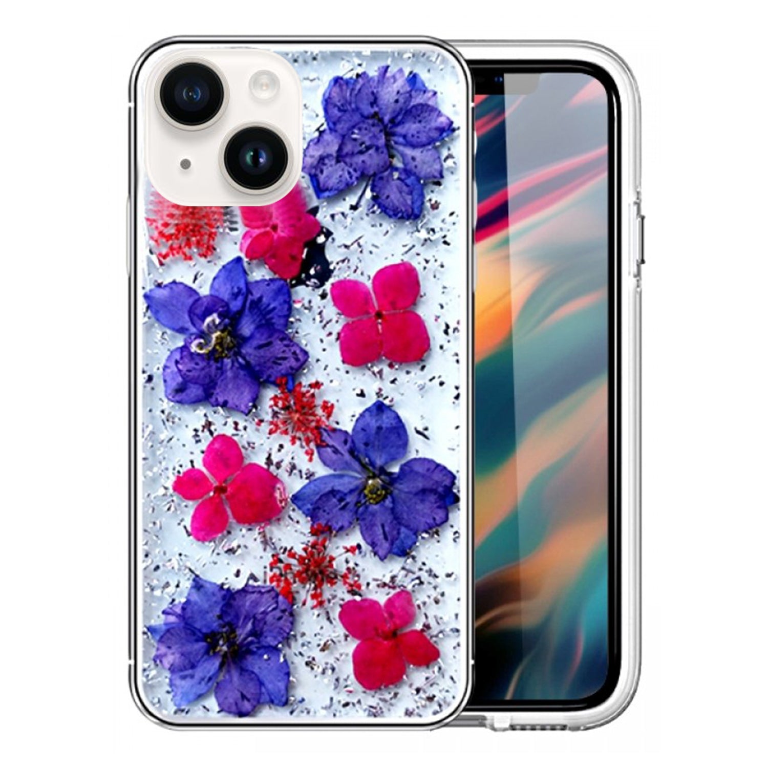 iPhone 13 mini Soft Plastic Fashion Colorful Flowers Design Case