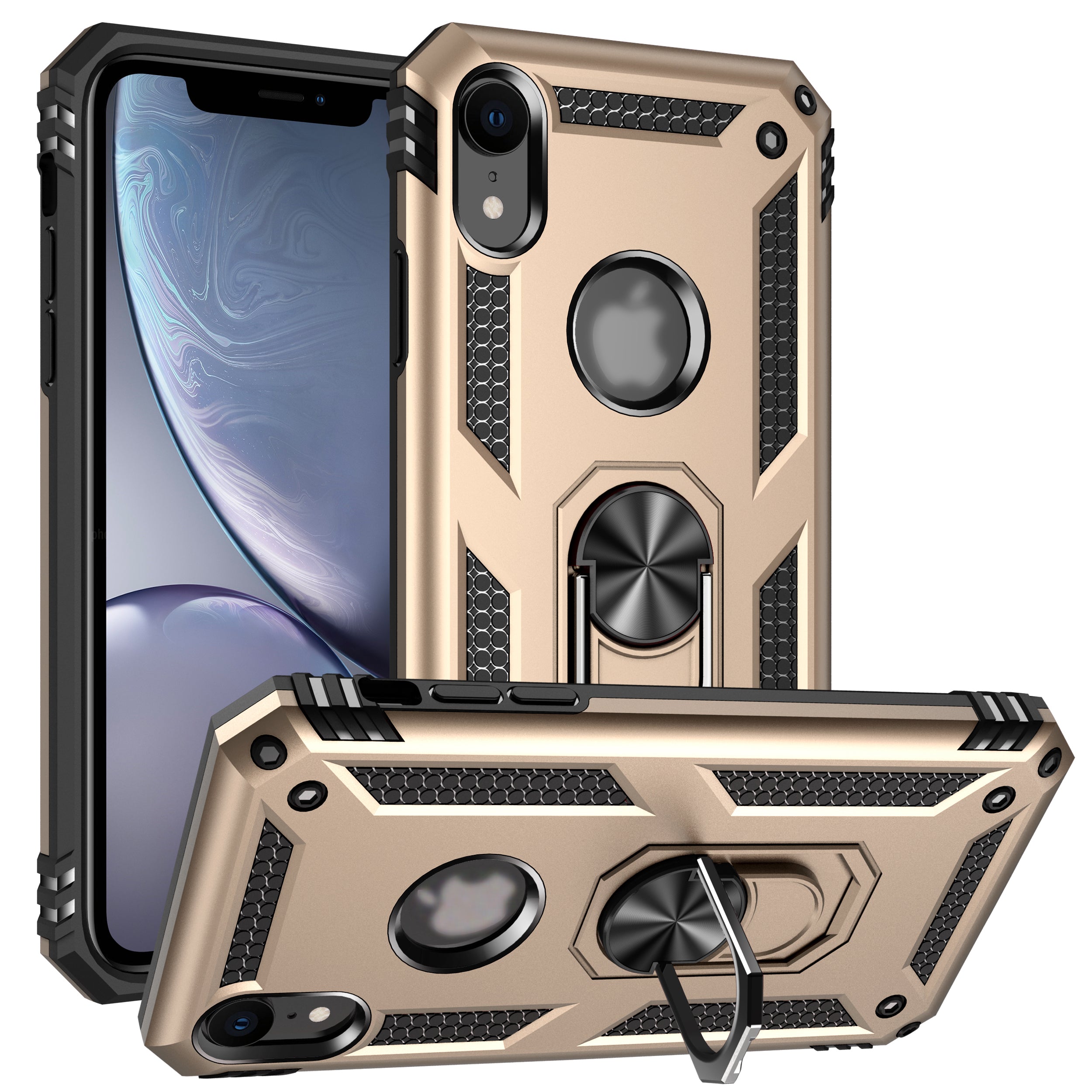 iPhone XR Dual Colors Ring Magnetic GPS car mount Phone Holder case