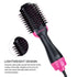 2 IN 1 One Step Hair Dryer Hot Air Brush Hair Straightener Comb Curling Brush Hair Styling Tools-Hot Pink