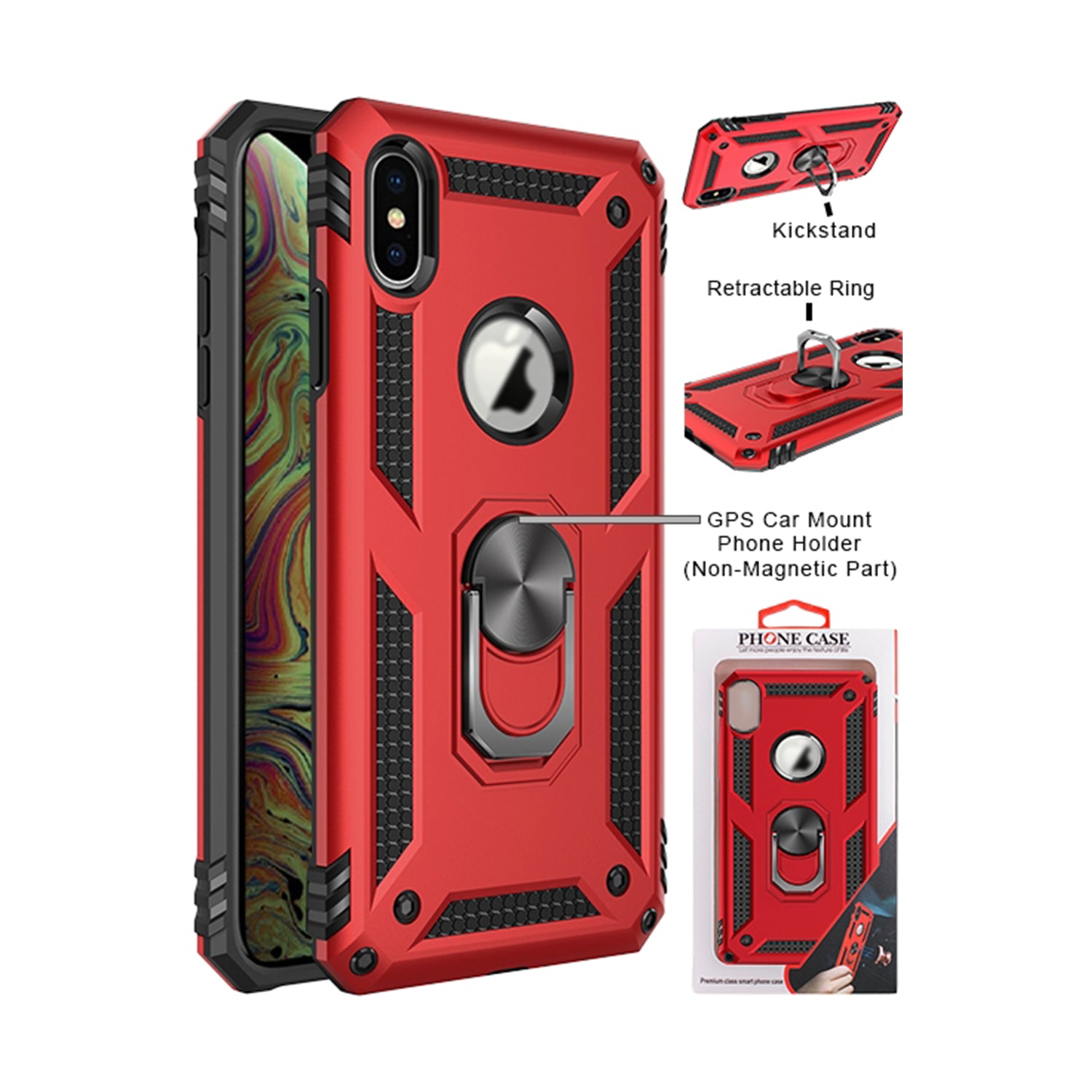 Dual Colors Ring Magnetic GPS car mount Phone Holder for iPhone Xs Max