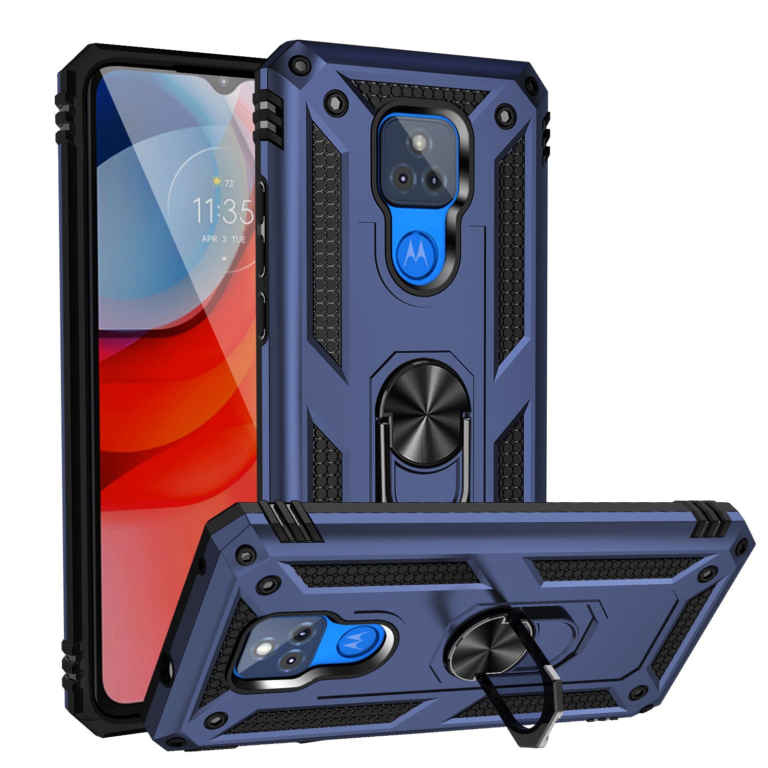 MOTO G Play(2021) Dual Colors Ring Magnetic GPS car mount Phone Holder Case