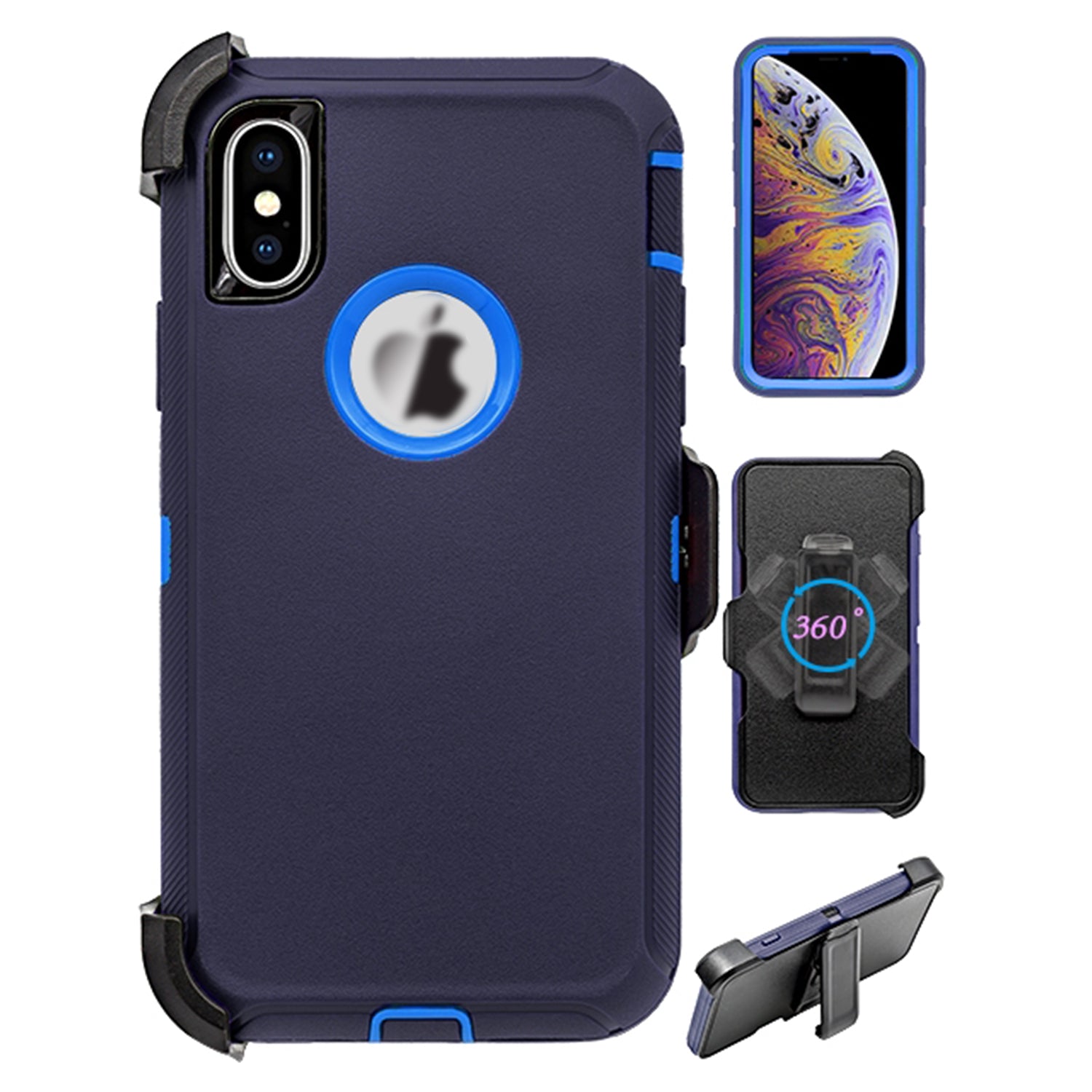 iPhone Xs Max(6.5") Full Protection Heavy Duty Case  with Kickstand Belt Clip