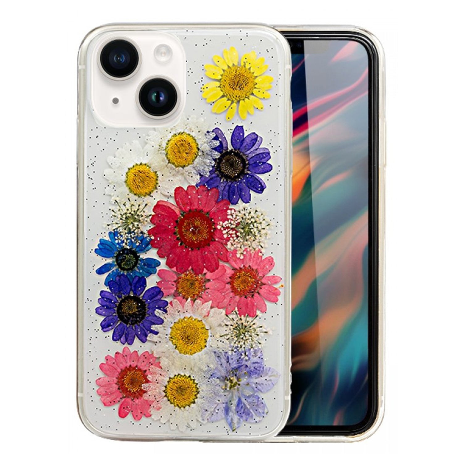 iPhone 13 mini Soft Plastic Fashion Colorful Flowers Design Case