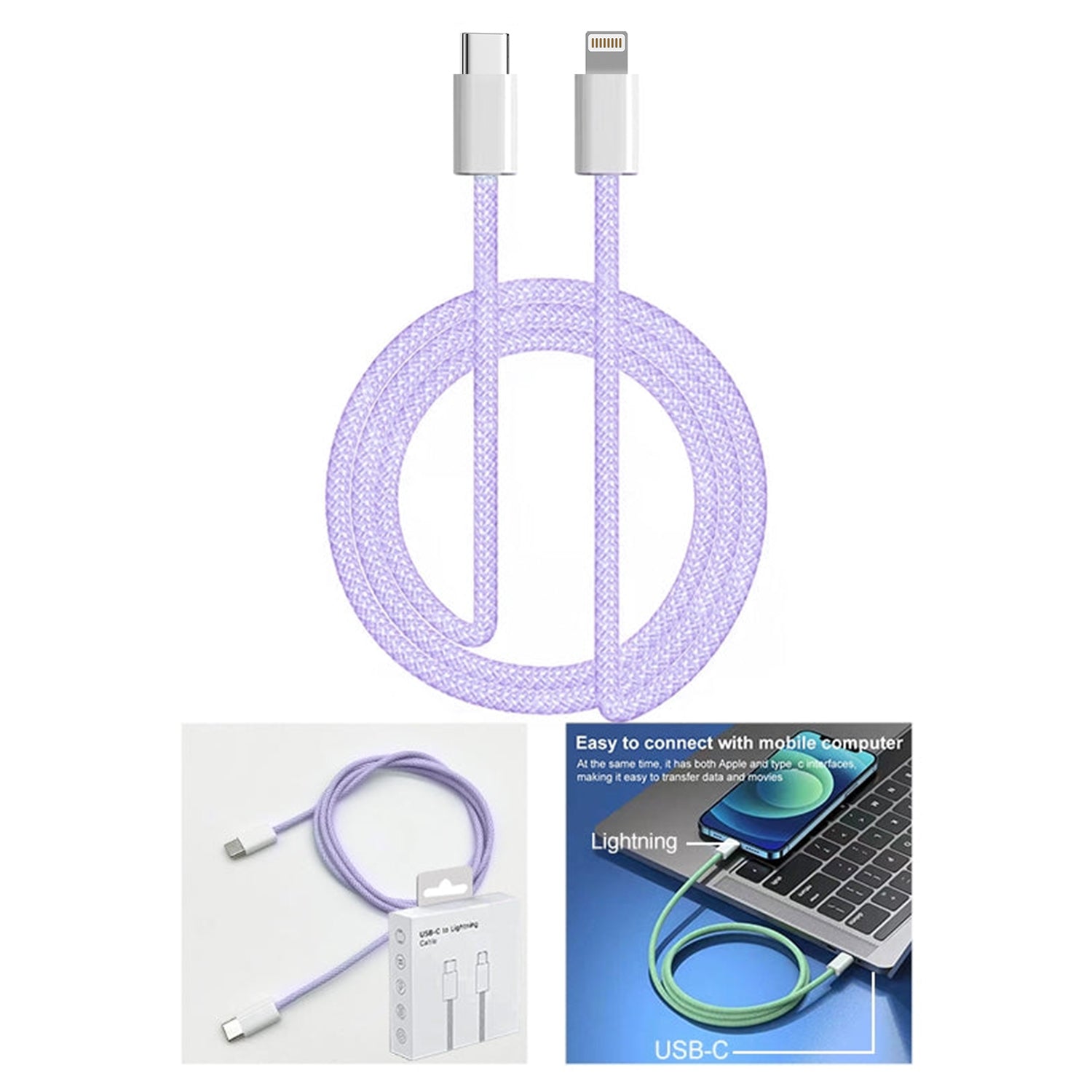 3FT. PD Color weaving USB-C to lightning cable-for iPhone 13/12/11