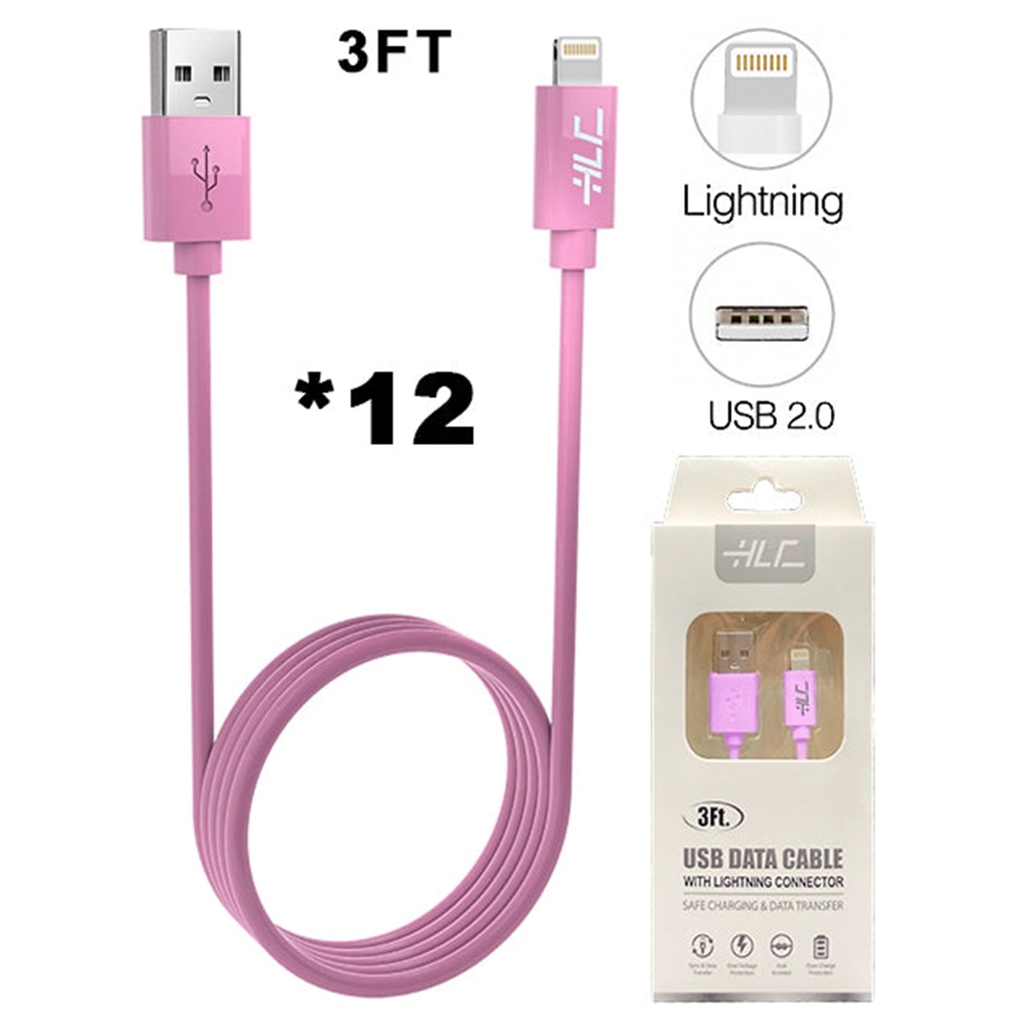 A Dozen of Lightning USB Cable for iPhone 11/11 Pro /11 Pro Max/ Xs Max/ X / XS/ 8 / 7 (3FT)