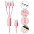 3 in 1 Multi Charging USB Nylon Cable Compatible with Most Smart Phones & Pads (3FT)
