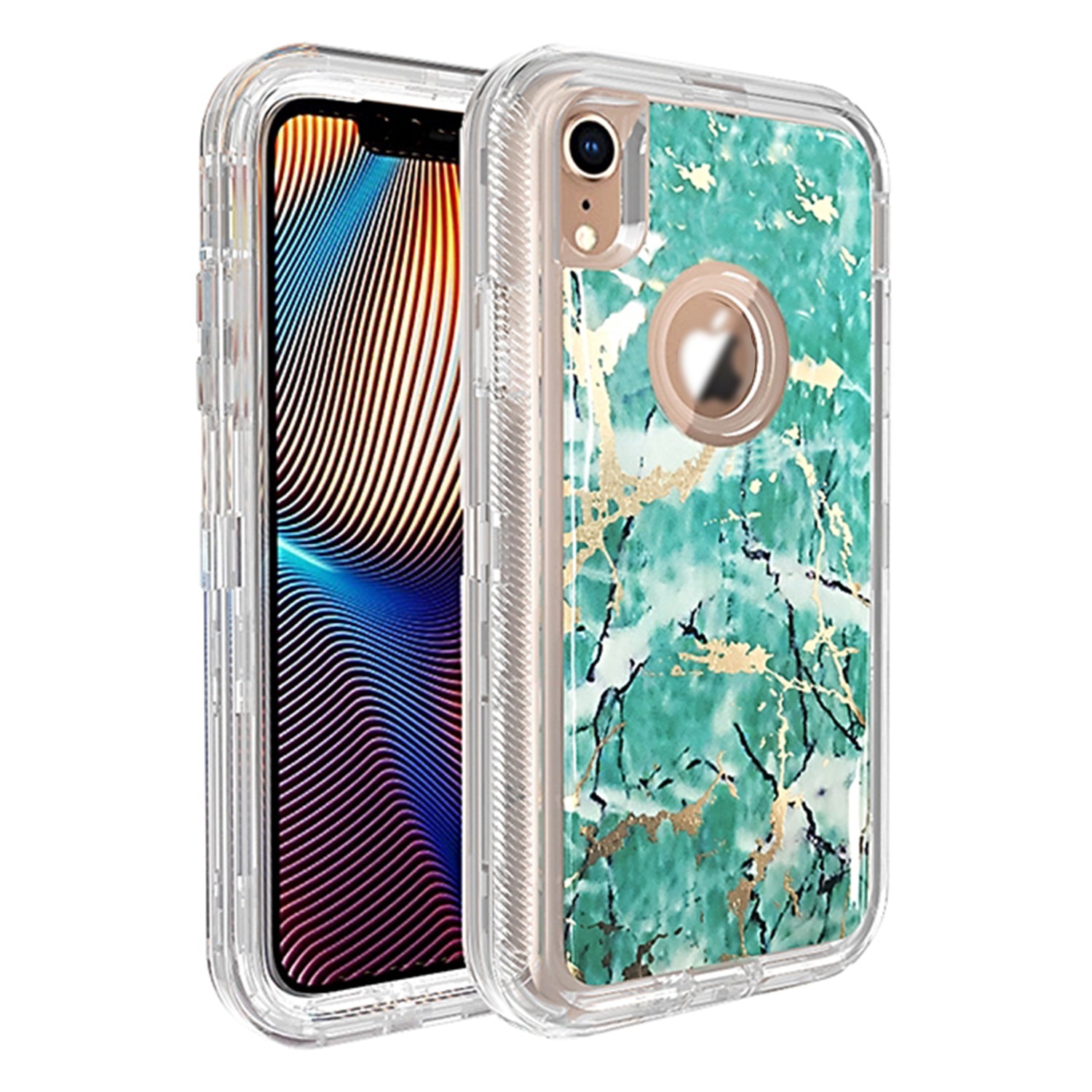 iPhone XR  Anti-Shock Durable Protective TPU Heavy Duty Marble Clear Case