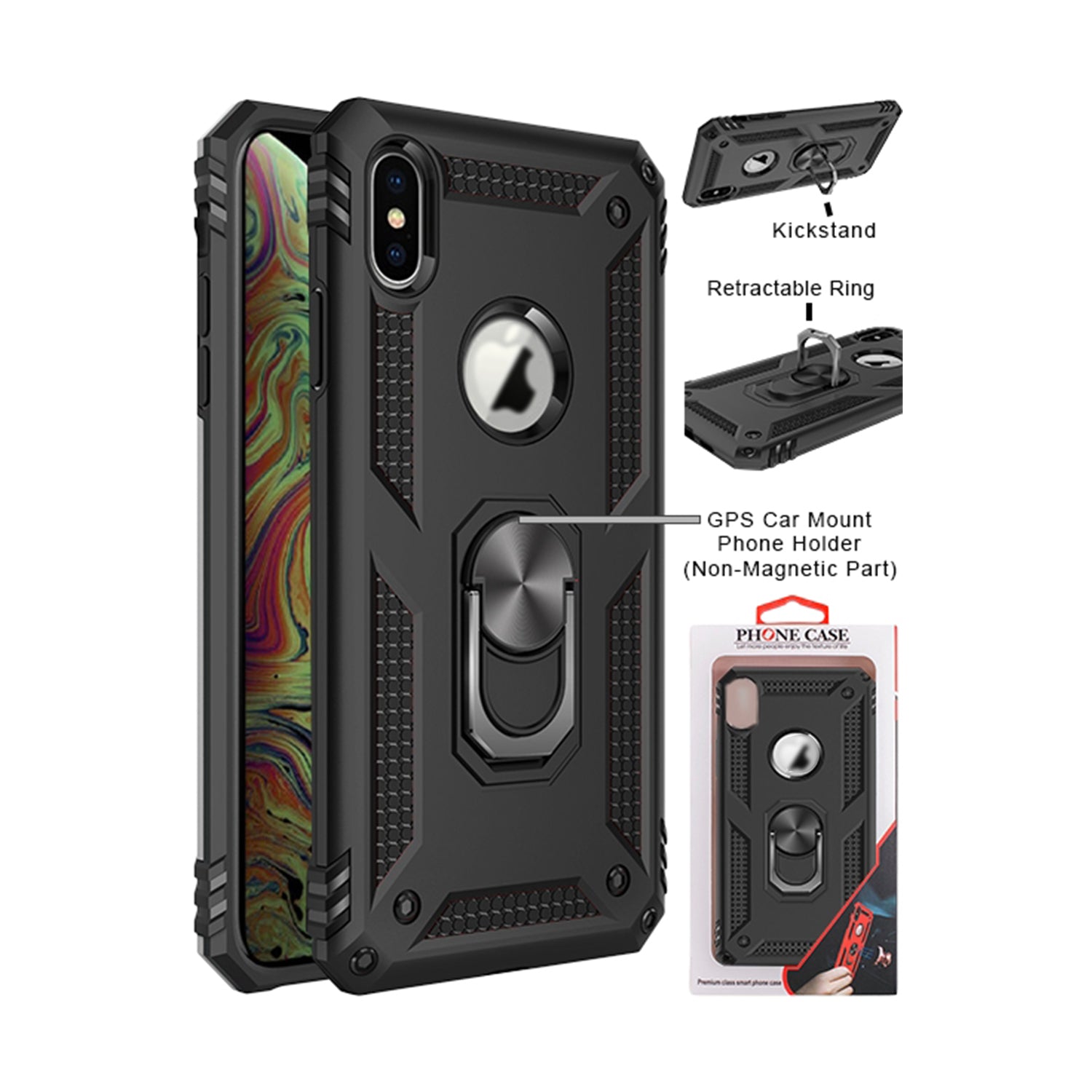 Dual Colors Ring Magnetic GPS car mount Phone Holder for iPhone Xs Max