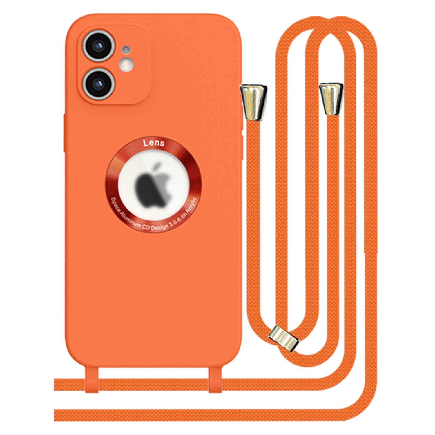 iPhone 12 Soft silicone case fine hole logo hollowed out with adjustable hanging rope