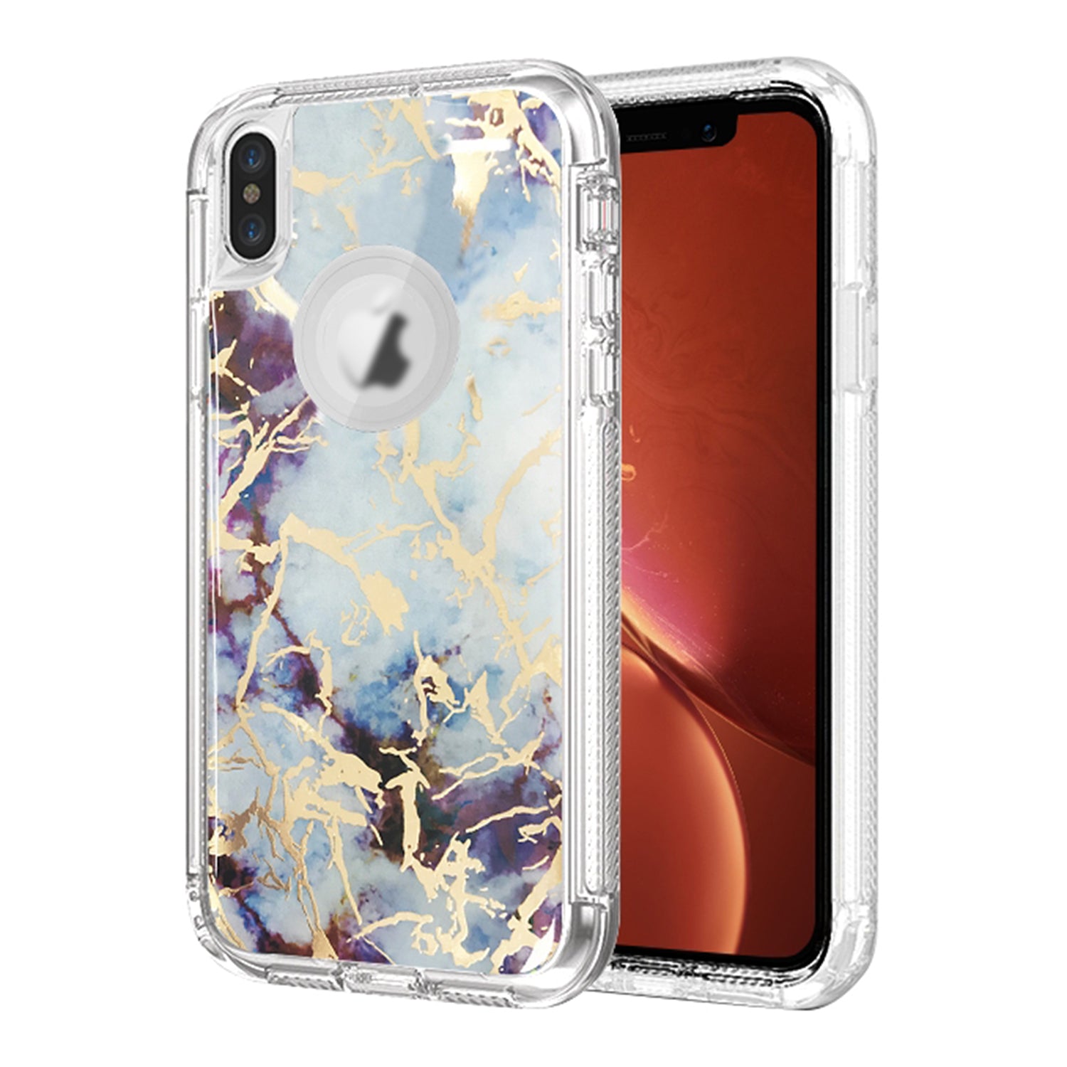 Clear Case for iPhone Xs Max Anti-Shock Durable Protective TPU Heavy Duty Marble Phone Case