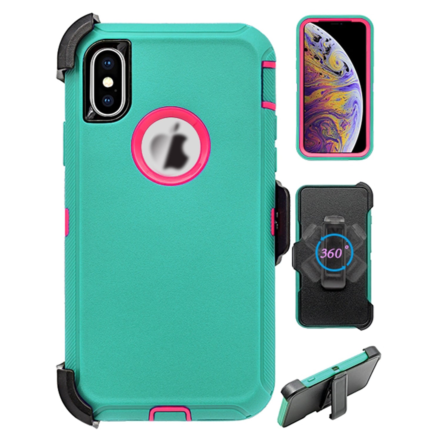 iPhone Xs Max(6.5") Full Protection Heavy Duty Case  with Kickstand Belt Clip