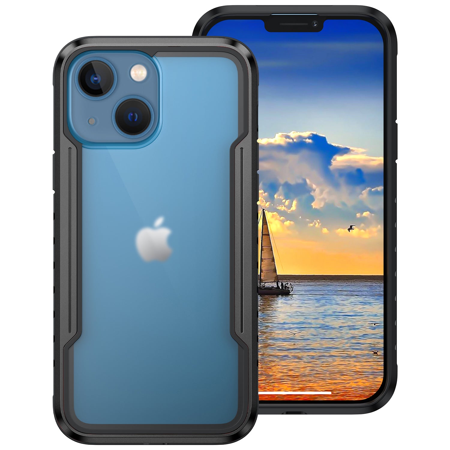 HLC Case for iPhone 13 Full Body Bumper Case with Clear Back Panel Protector