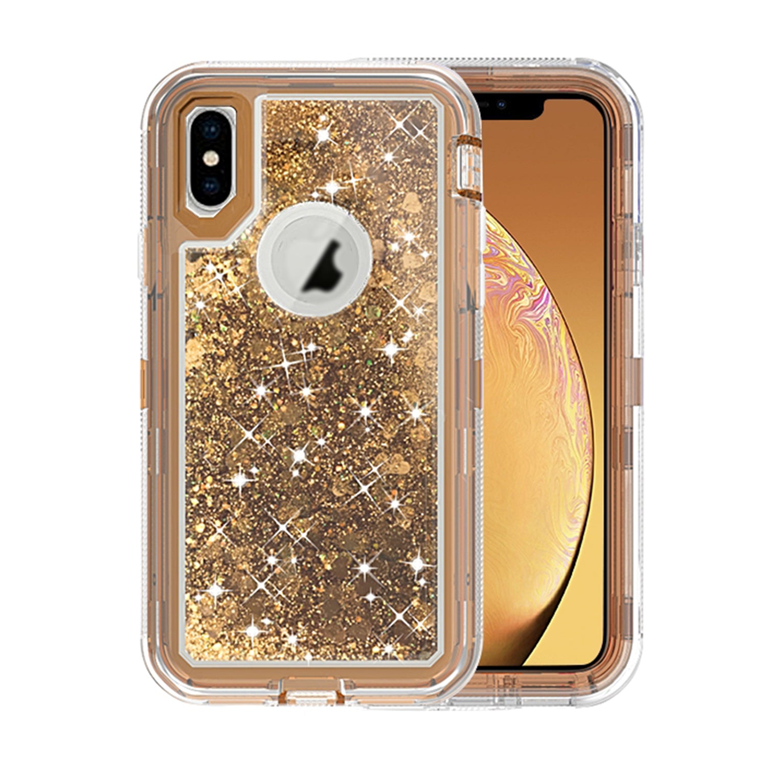 Transparent Floating Glitter Heavy Duty Case Compatible with Apple iPhone XS Max