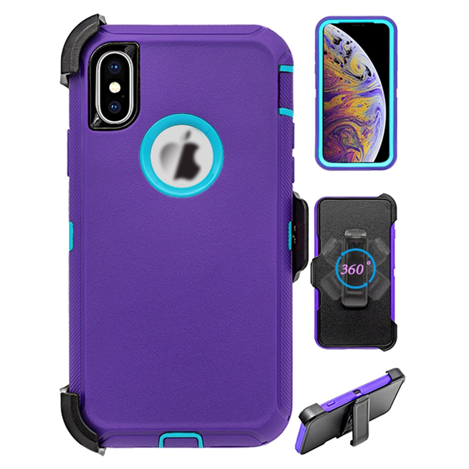 iPhone Xs Max(6.5") Full Protection Heavy Duty Case  with Kickstand Belt Clip