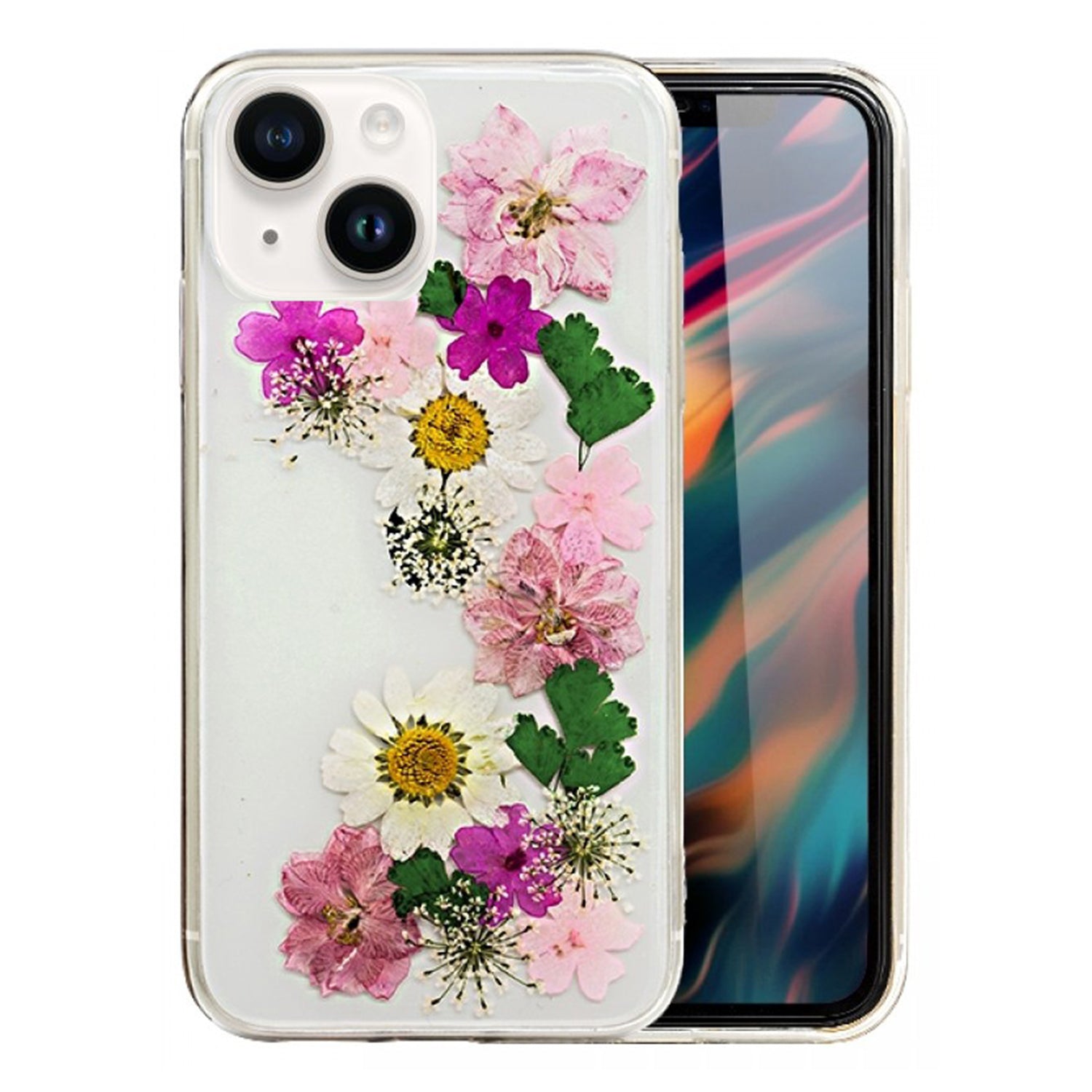 iPhone 13 Soft Plastic Fashion Colorful Flowers Design Case