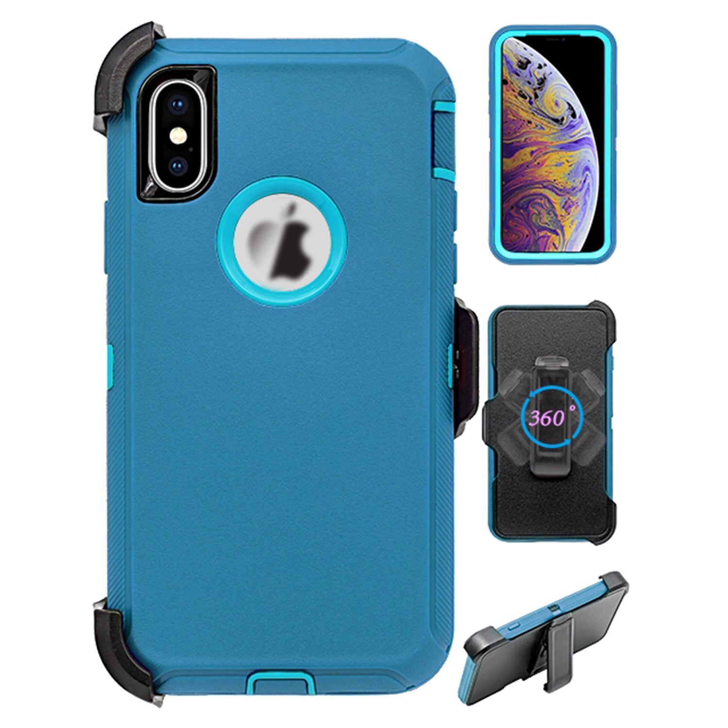 iPhone Xs Max(6.5") Full Protection Heavy Duty Case  with Kickstand Belt Clip
