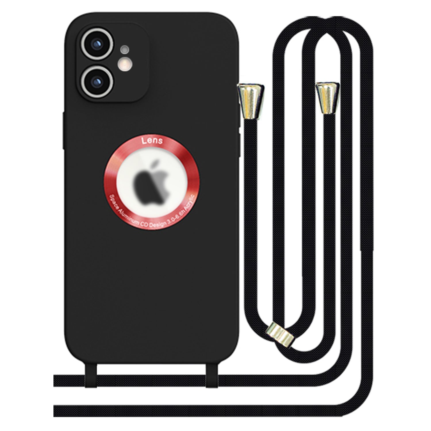 iPhone 12 Soft silicone case fine hole logo hollowed out with adjustable hanging rope