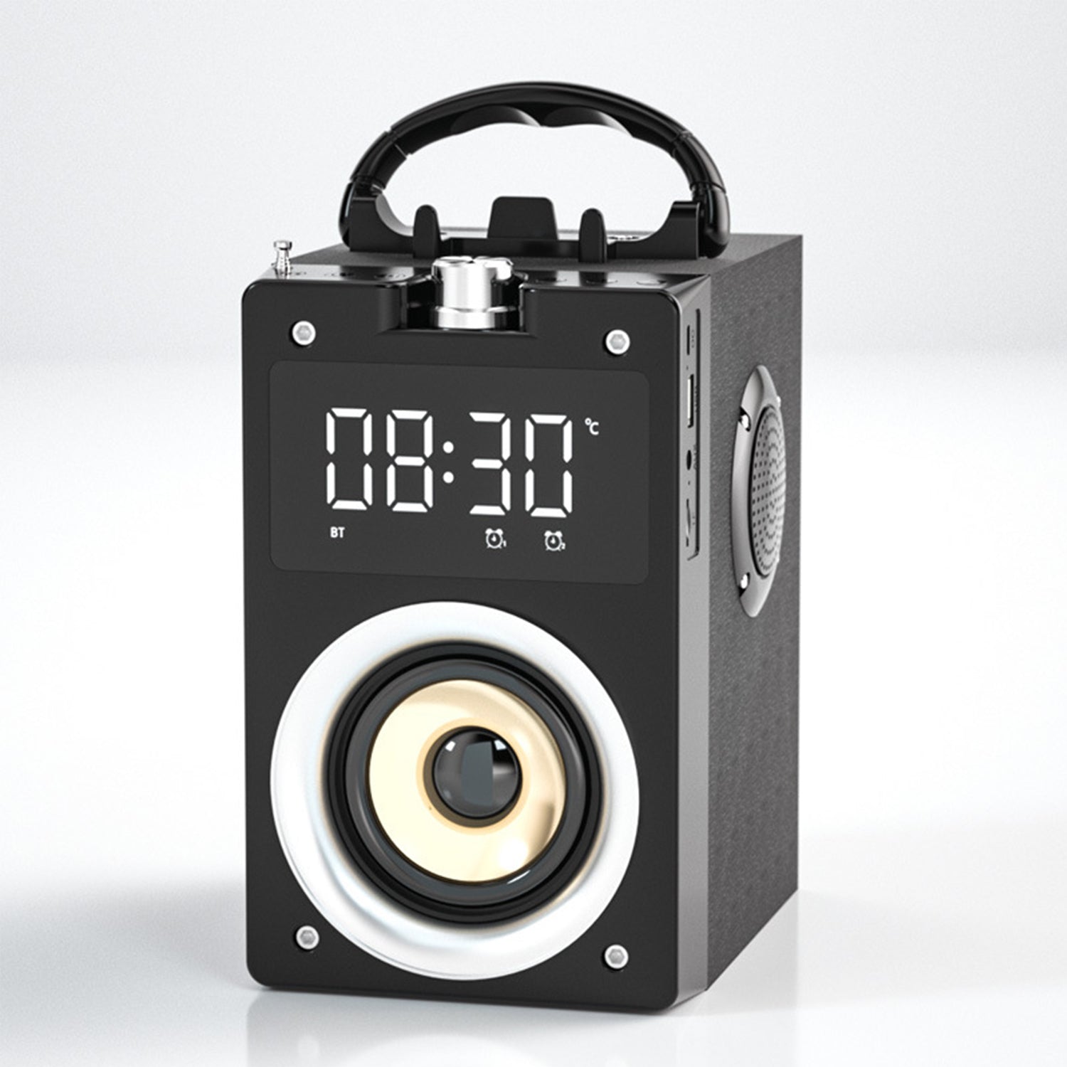 Wireless audio alarm clock with time Portable Bluetooth speaker-Black