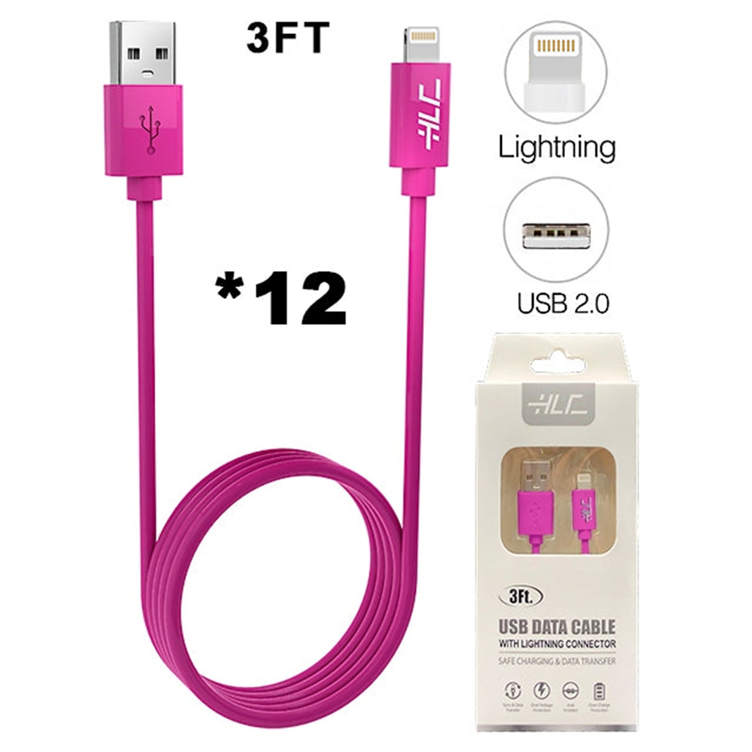 A Dozen of Lightning USB Cable for iPhone 11/11 Pro /11 Pro Max/ Xs Max/ X / XS/ 8 / 7 (3FT)