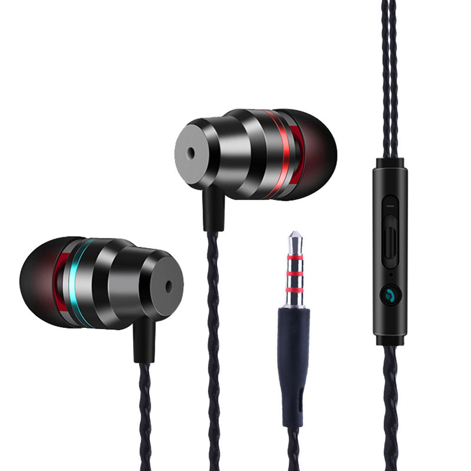 Metal bass in ear wired headset-Black