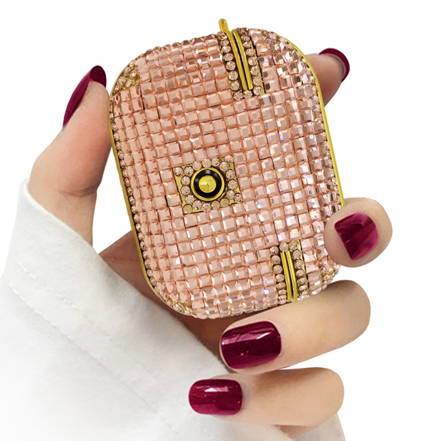 Luxury small square diamond inlaid earphone case for Air Pods Pro