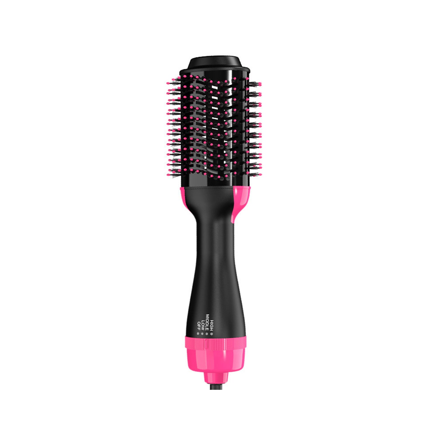 2 IN 1 One Step Hair Dryer Hot Air Brush Hair Straightener Comb Curling Brush Hair Styling Tools-Hot Pink