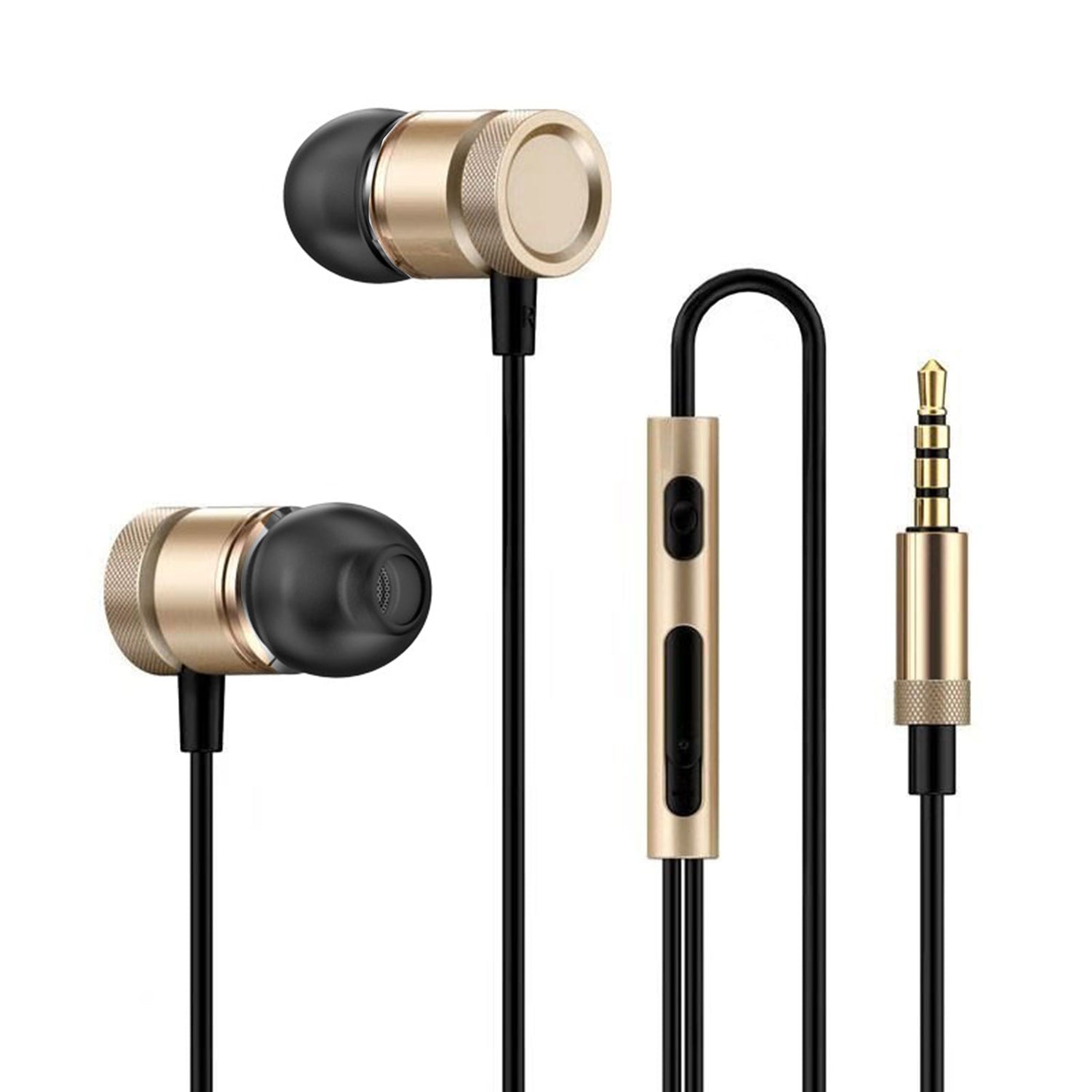Subwoofer metal bass in ear wired headset-Gold/Black