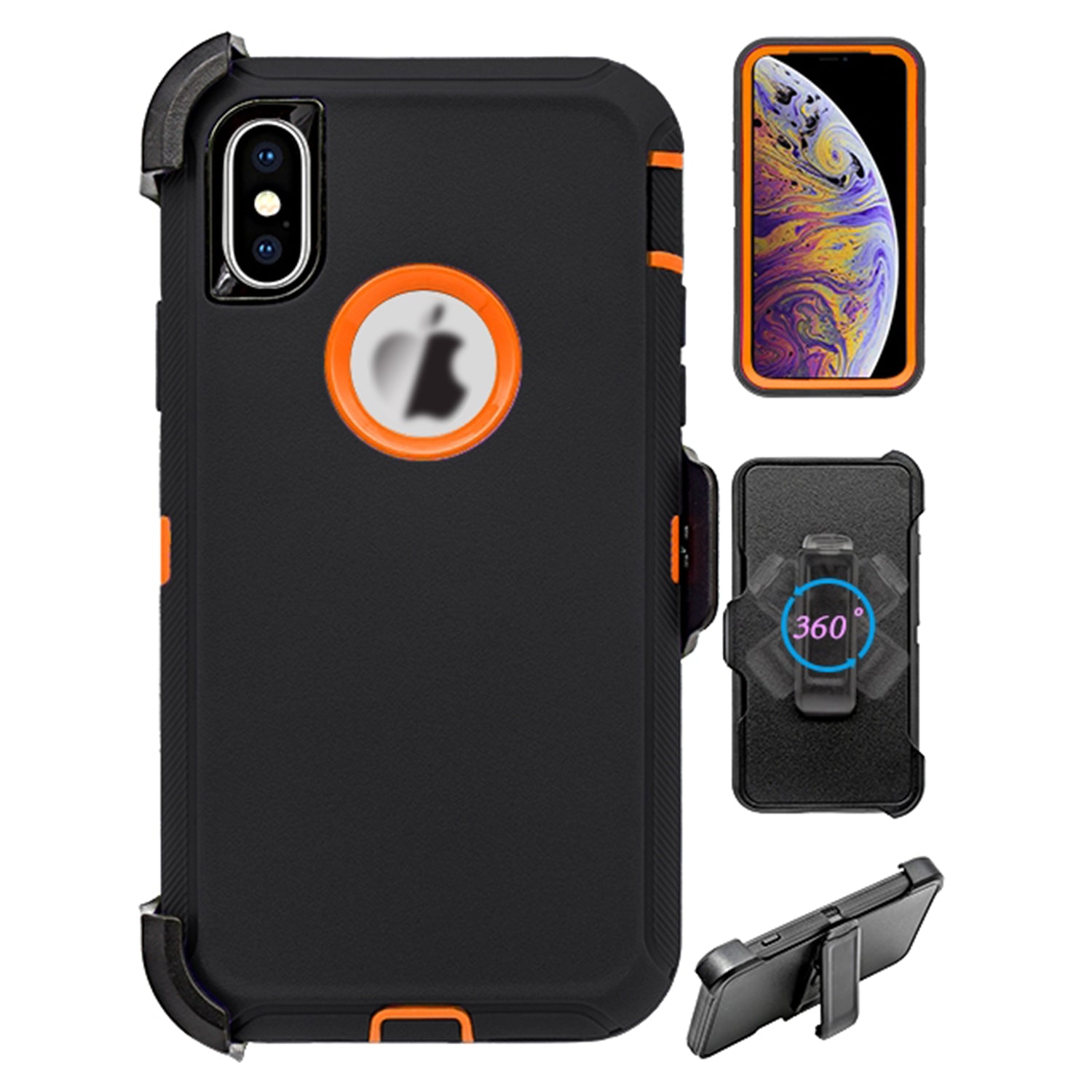 iPhone Xs Max(6.5") Full Protection Heavy Duty Case  with Kickstand Belt Clip