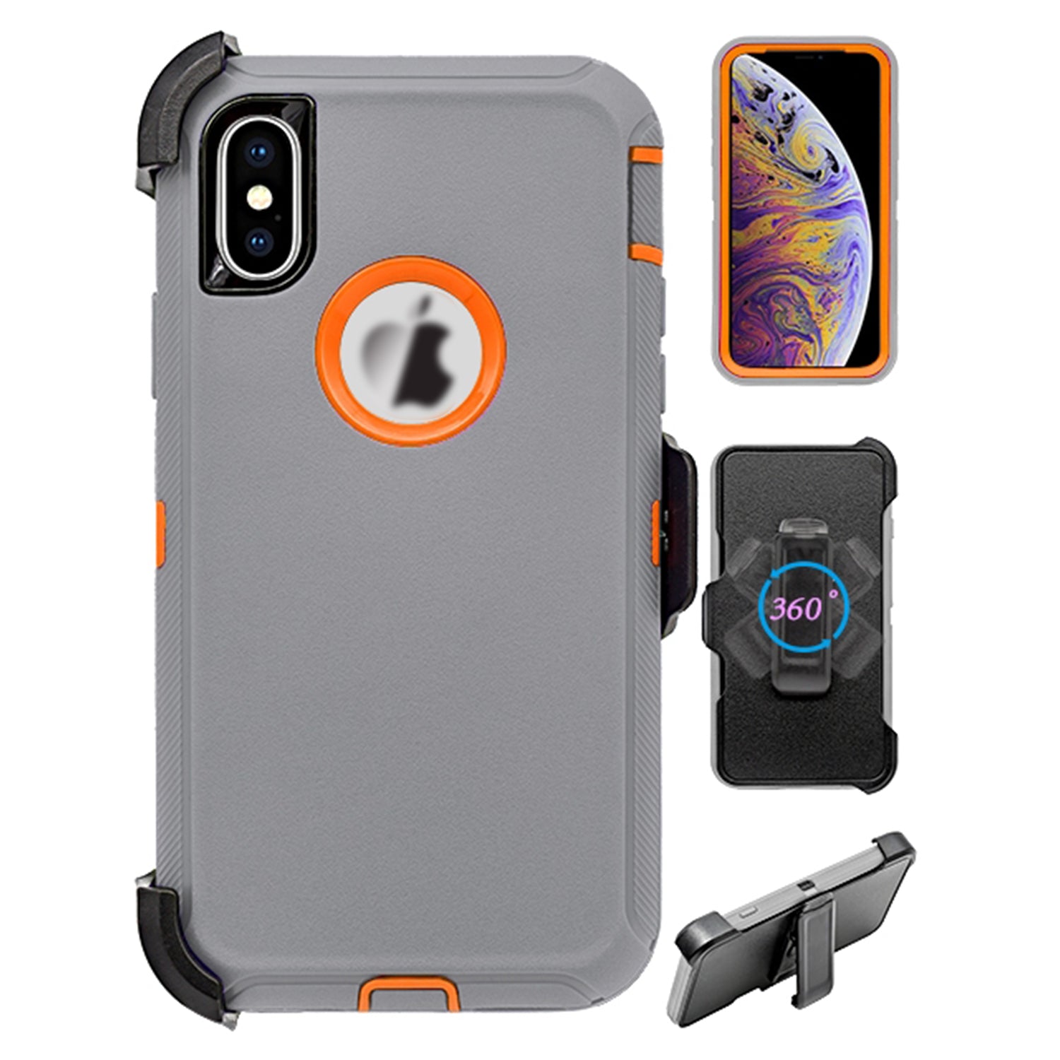 iPhone Xs Max(6.5") Full Protection Heavy Duty Case  with Kickstand Belt Clip