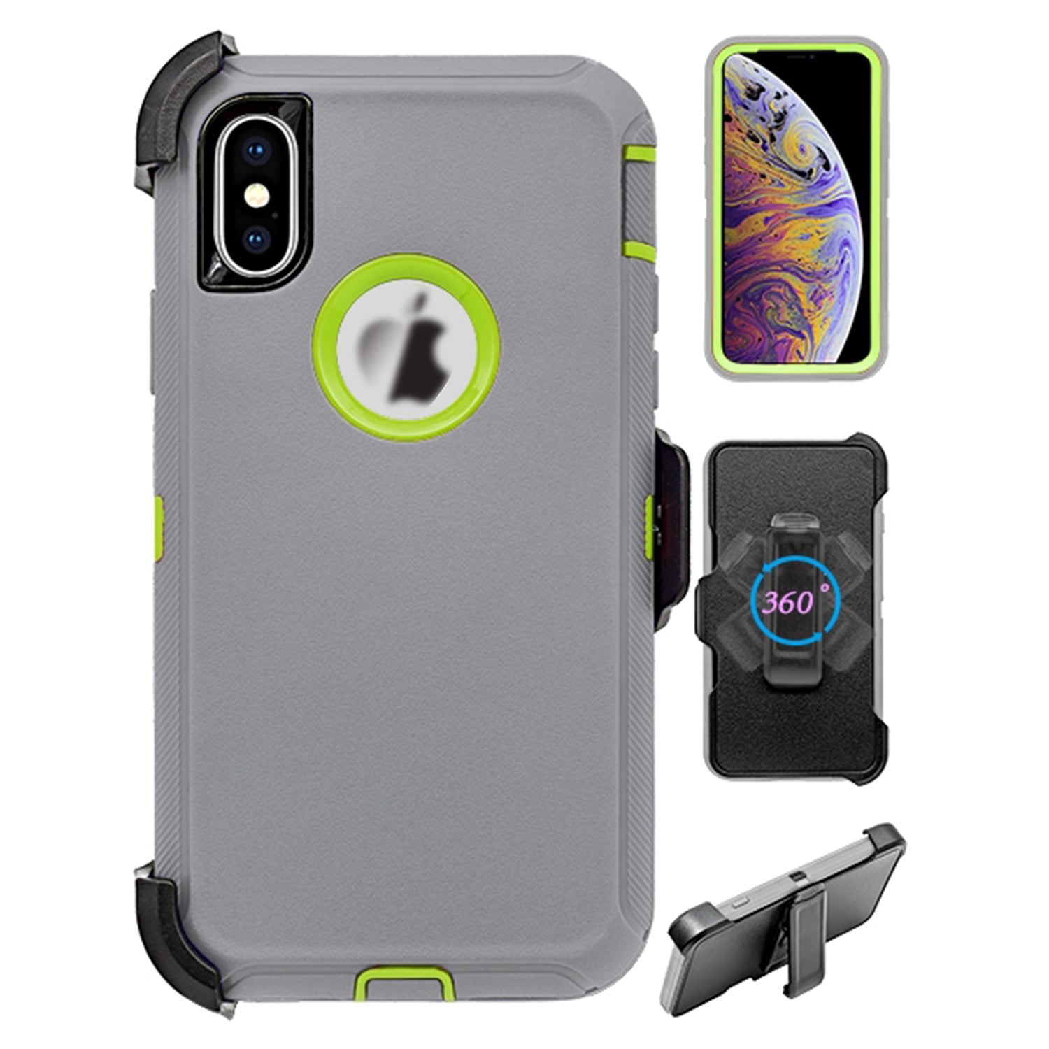 iPhone Xs Max(6.5") Full Protection Heavy Duty Case  with Kickstand Belt Clip