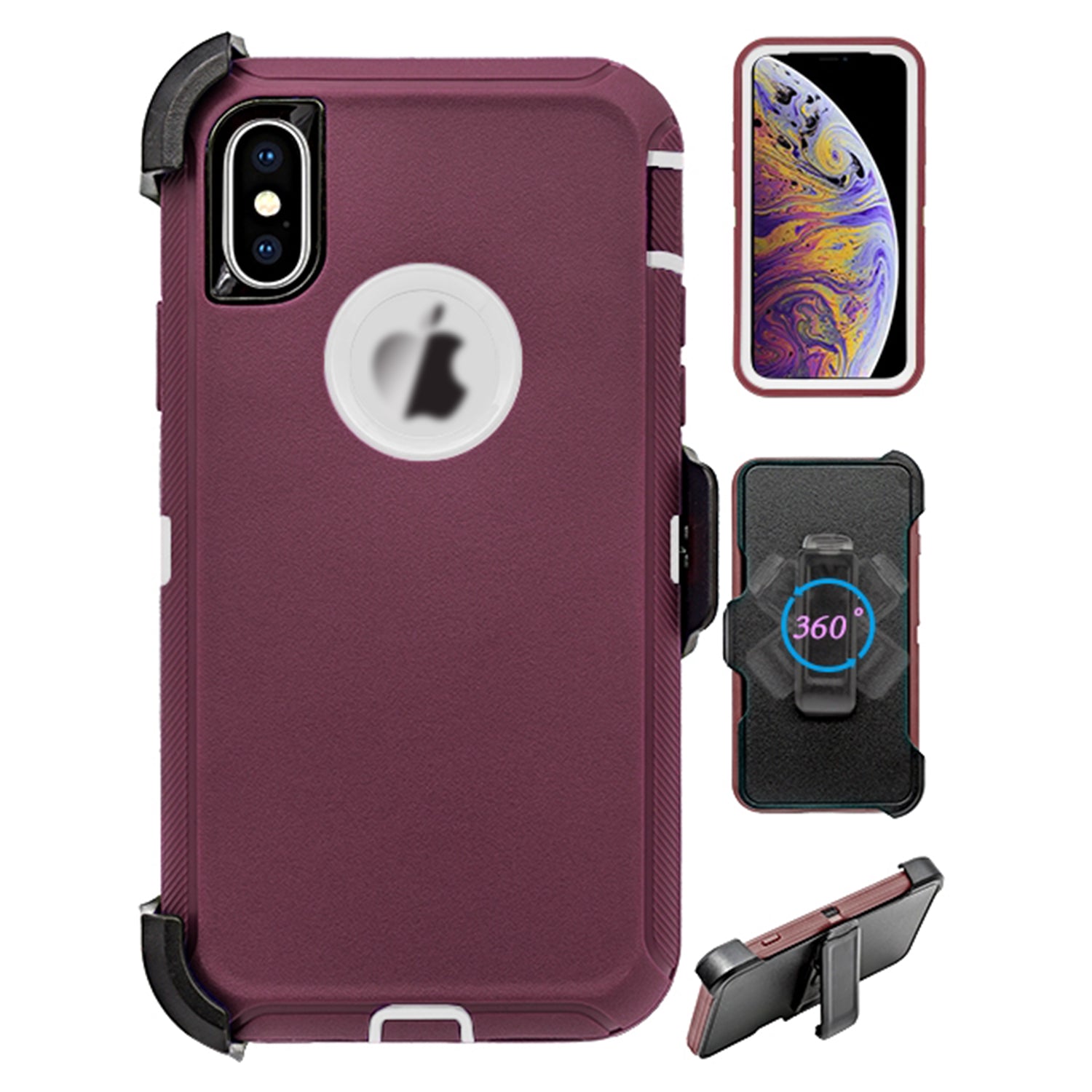 iPhone Xs Max(6.5") Full Protection Heavy Duty Case  with Kickstand Belt Clip