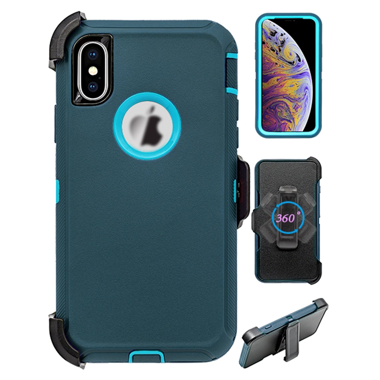 iPhone Xs Max(6.5") Full Protection Heavy Duty Case  with Kickstand Belt Clip