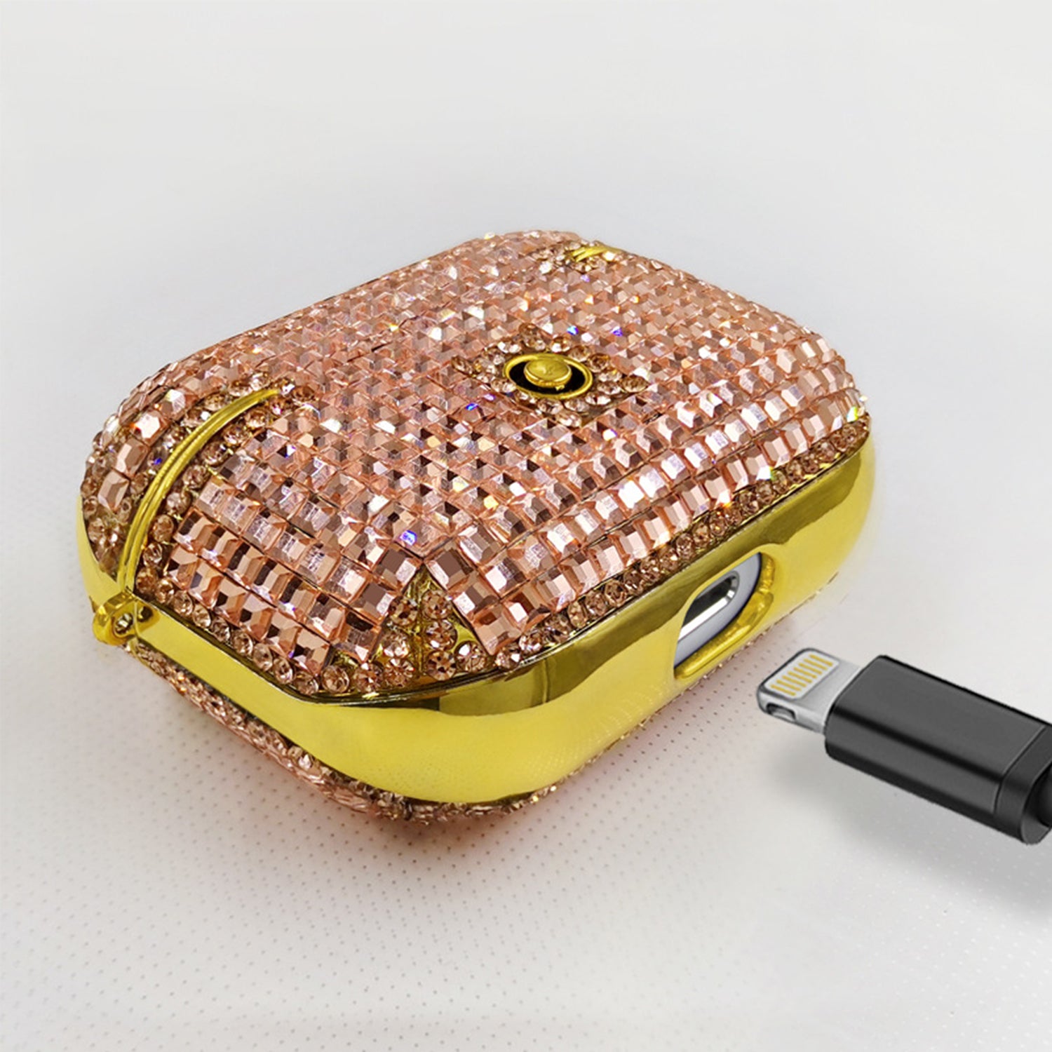 Luxury small square diamond inlaid earphone case for Air Pods Pro