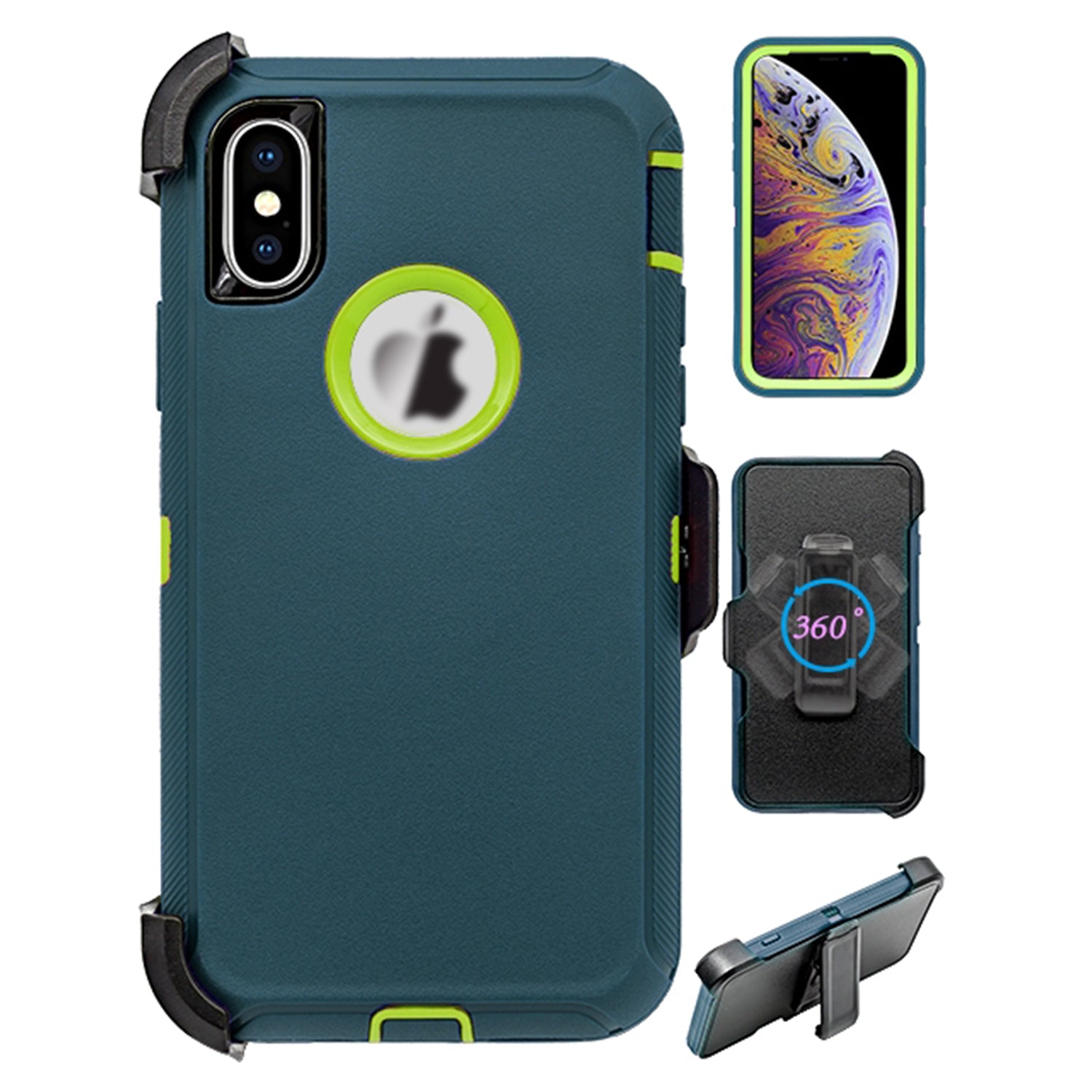 iPhone Xs Max(6.5") Full Protection Heavy Duty Case  with Kickstand Belt Clip